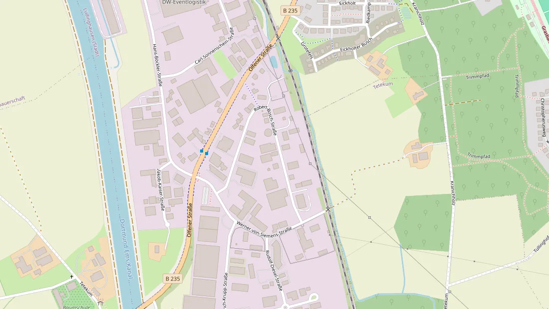 Kartenausschnitt Lüdinghausen mit der Robert-Bosch-Straße
